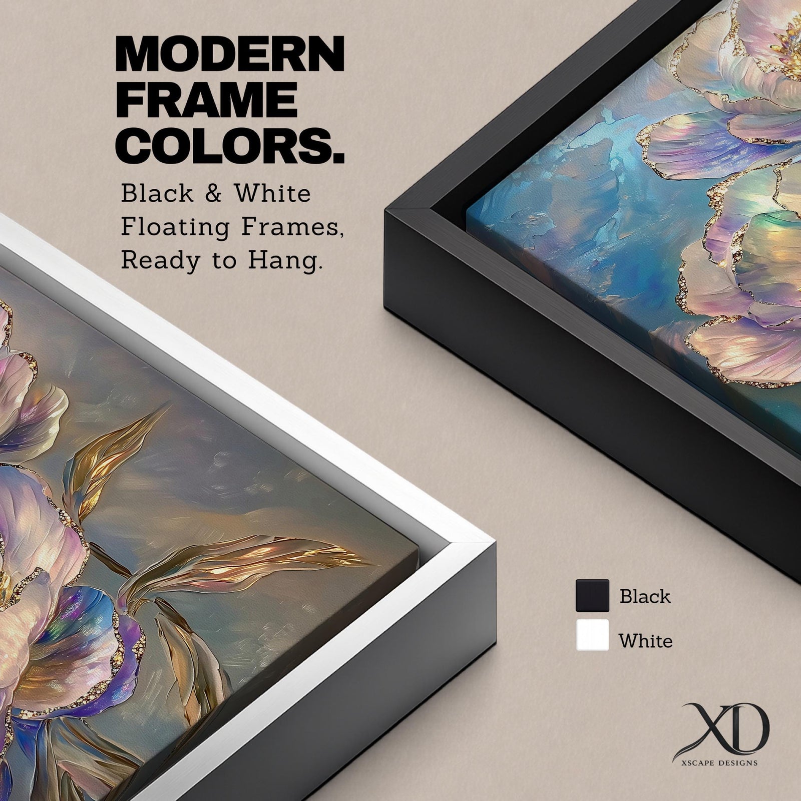 Peony Flower Wall Art Garden Peony Framed Canvas Gold Accent Floral Boho Home Decor