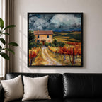 Tuscan Landscape Wall Art Italian Countryside Framed Canvas Tuscany Vineyard Rustic Home Decor