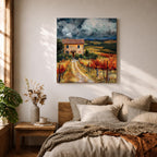 Tuscan Landscape Wall Art Italian Countryside Framed Canvas Tuscany Vineyard Rustic Home Decor