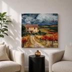 Tuscan Landscape Wall Art Italian Countryside Framed Canvas Tuscany Vineyard Rustic Home Decor