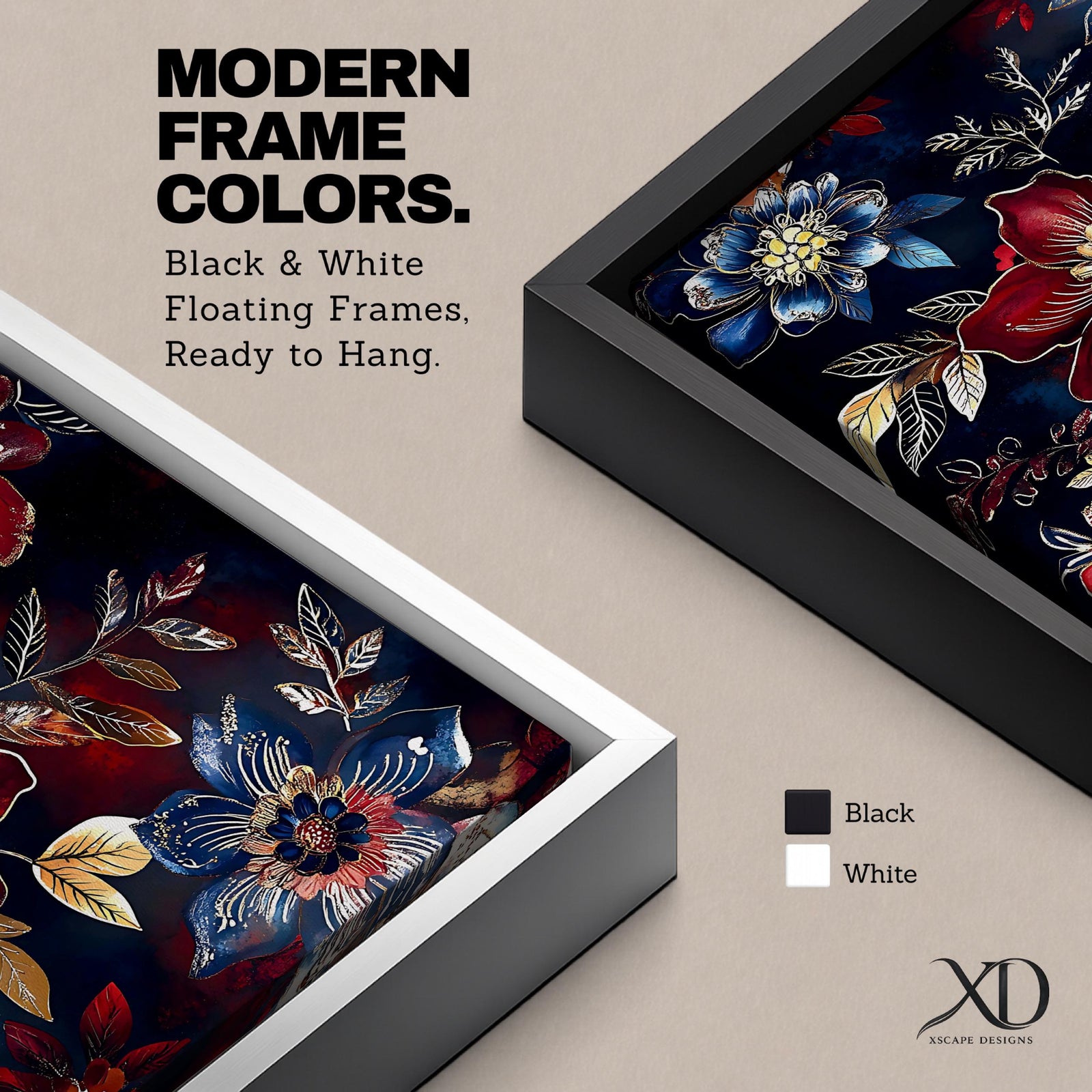 Dark Floral Wall Art Botanical Flowers Framed Canvas Moody Garden Boho Home Decor