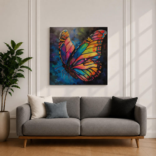 Butterfly Wall Art Rainbow Monarch Framed Canvas Boho Nature Colorful Animal Garden Decor