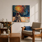 Astronaut Wall Art Space Explorer Framed Canvas Galaxy Cosmic Impasto SciFi Universe Decor