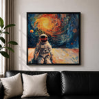 Astronaut Wall Art Space Explorer Framed Canvas Galaxy Cosmic Impasto SciFi Universe Decor