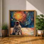 Astronaut Wall Art Space Explorer Framed Canvas Galaxy Cosmic Impasto SciFi Universe Decor