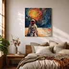 Astronaut Wall Art Space Explorer Framed Canvas Galaxy Cosmic Impasto SciFi Universe Decor