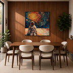 Astronaut Wall Art Space Explorer Framed Canvas Galaxy Cosmic Impasto SciFi Universe Decor