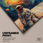 Astronaut Wall Art Space Explorer Framed Canvas Galaxy Cosmic Impasto SciFi Universe Decor