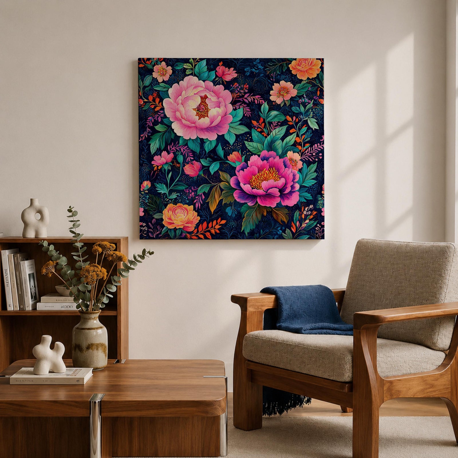 Peony Floral Wall Art Botanical Garden Framed Canvas Modern Flower Boho Home Decor