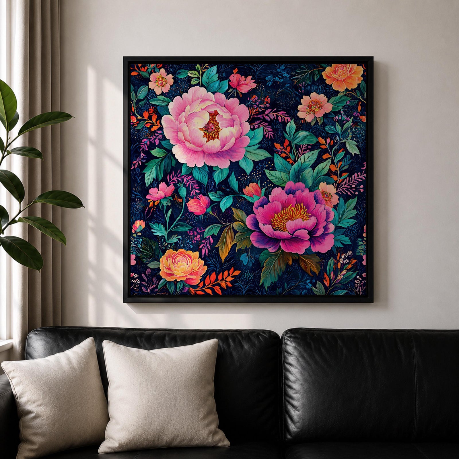 Peony Floral Wall Art Botanical Garden Framed Canvas Modern Flower Boho Home Decor