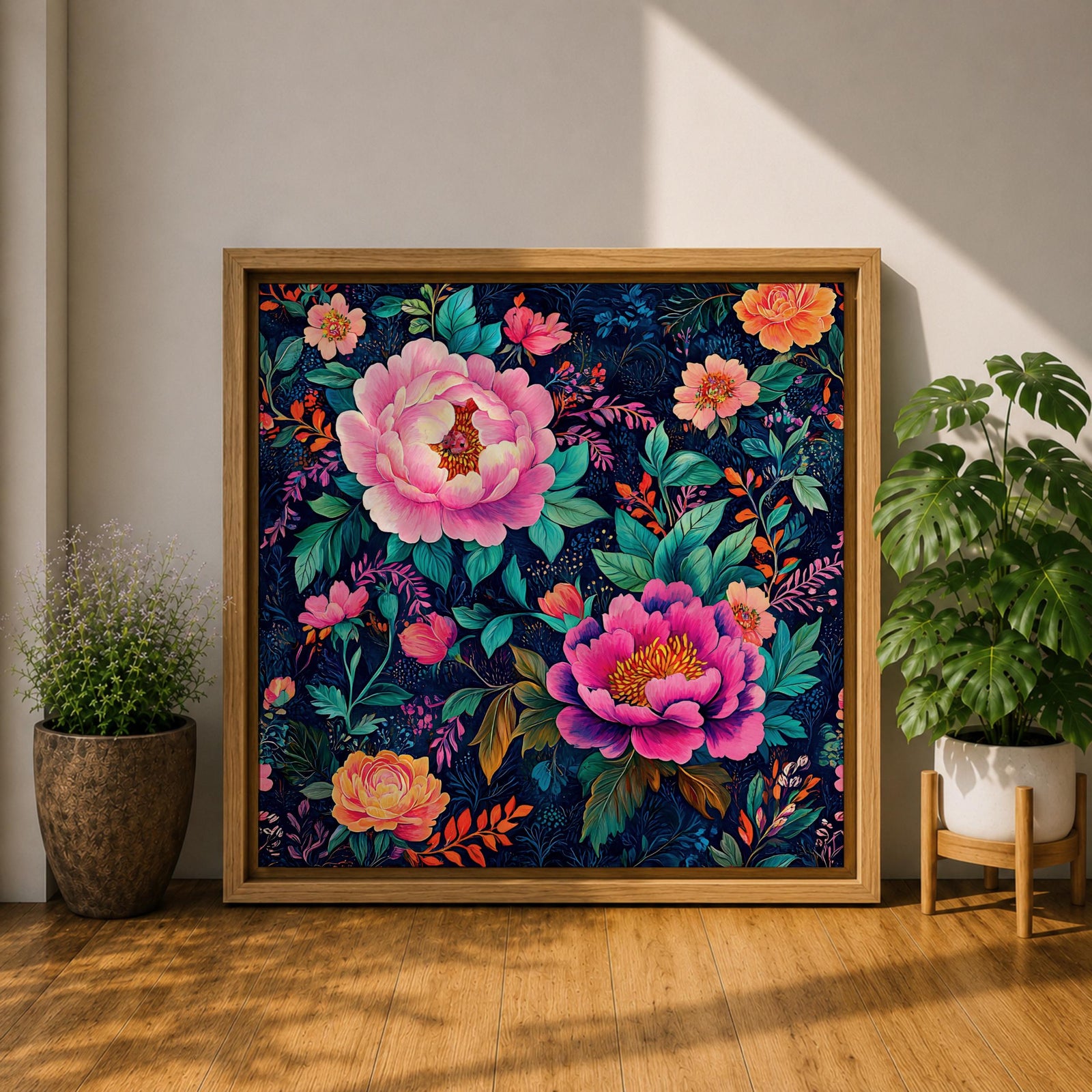 Peony Floral Wall Art Botanical Garden Framed Canvas Modern Flower Boho Home Decor