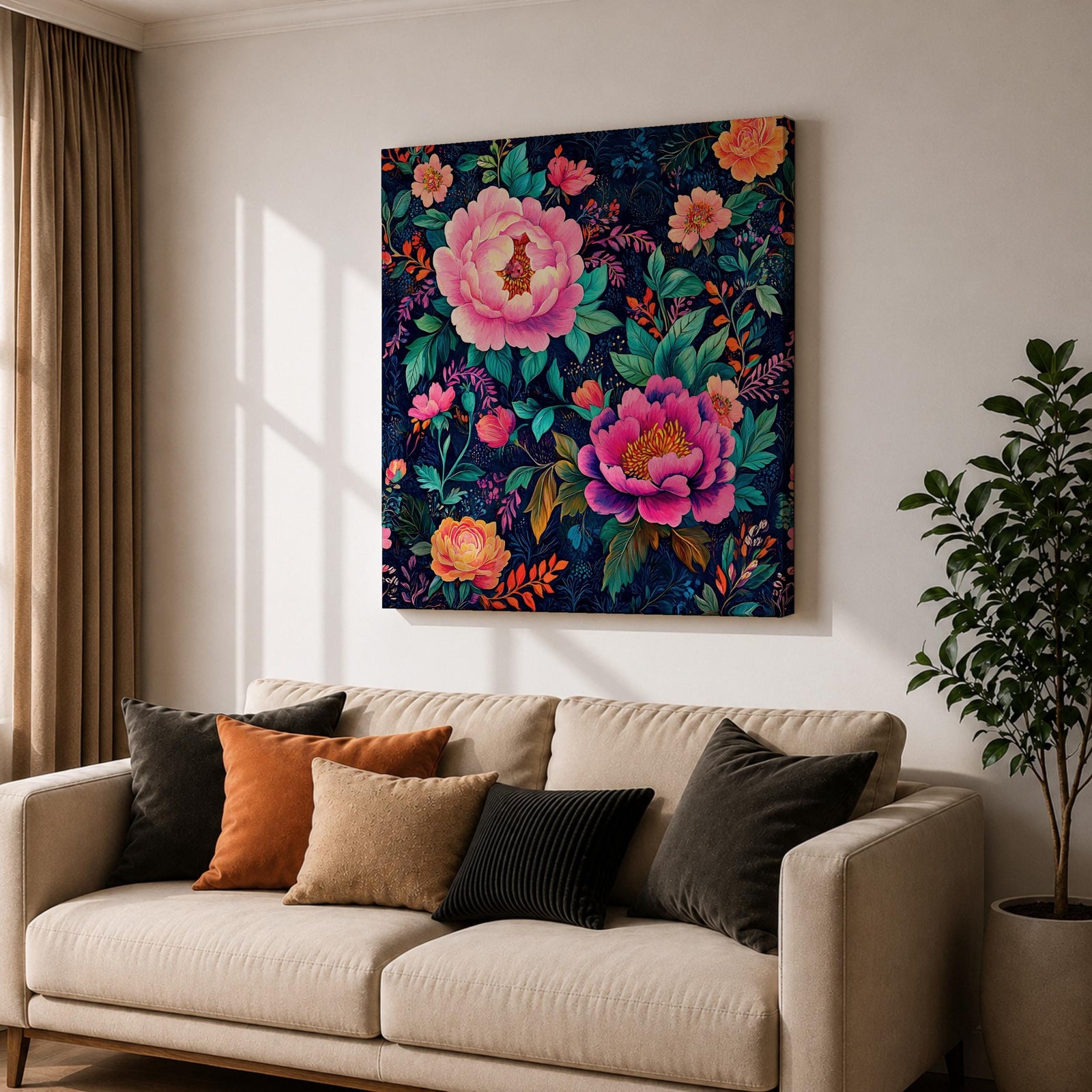 Peony Floral Wall Art Botanical Garden Framed Canvas Modern Flower Boho Home Decor