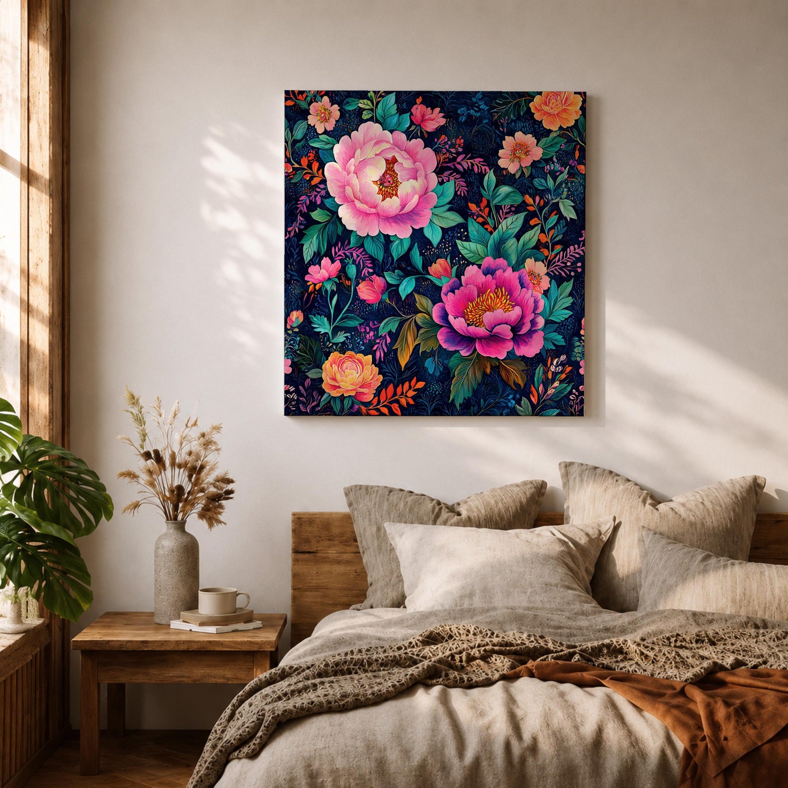 Peony Floral Wall Art Botanical Garden Framed Canvas Modern Flower Boho Home Decor