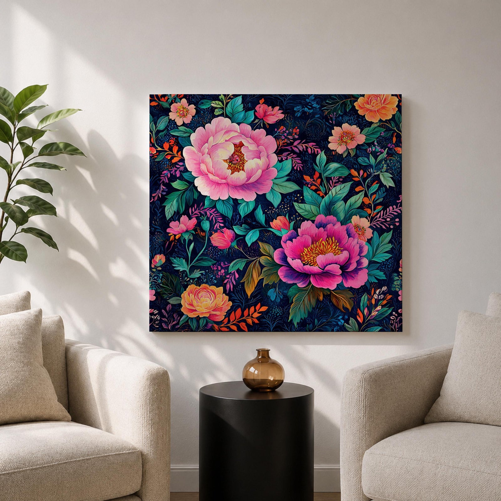 Peony Floral Wall Art Botanical Garden Framed Canvas Modern Flower Boho Home Decor