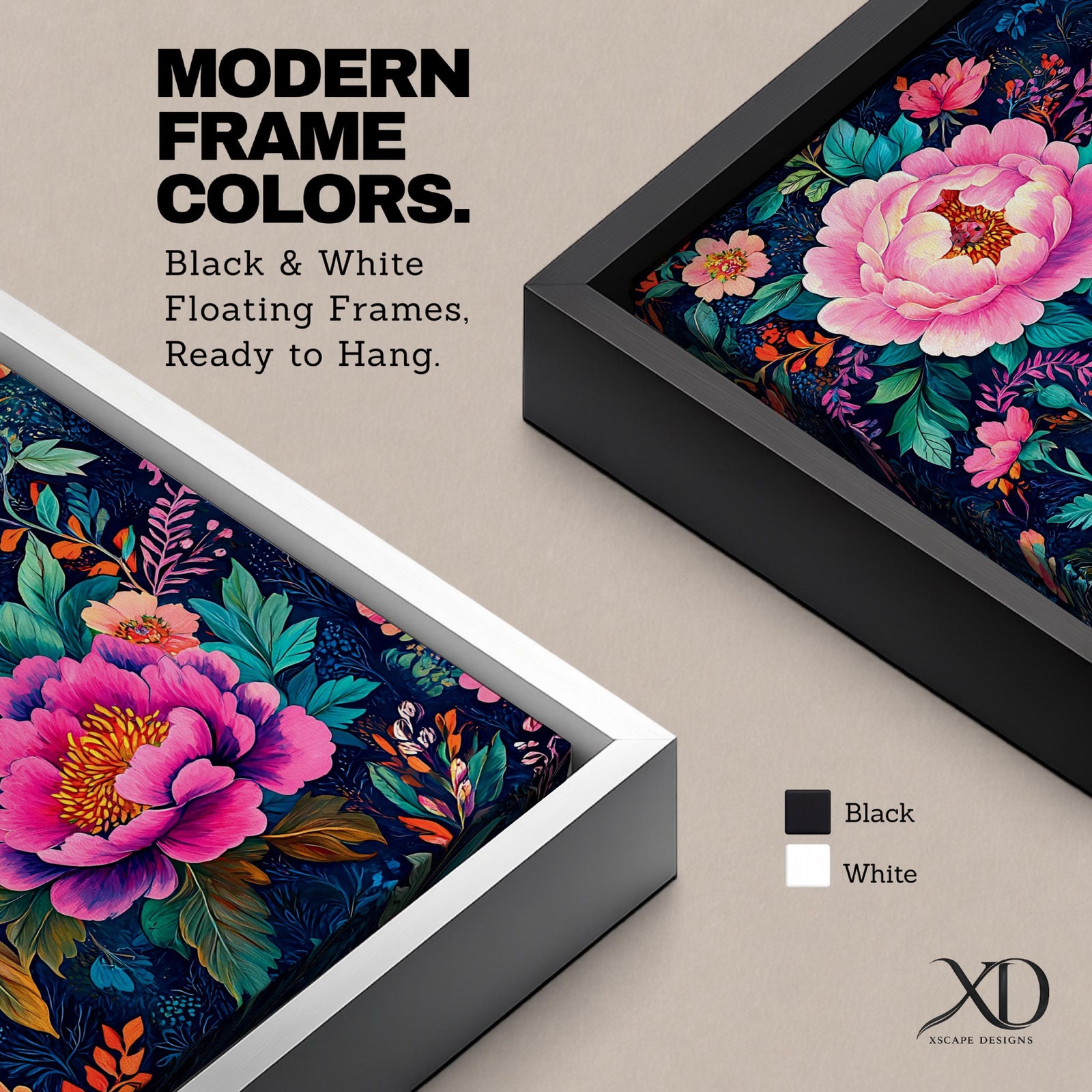 Peony Floral Wall Art Botanical Garden Framed Canvas Modern Flower Boho Home Decor