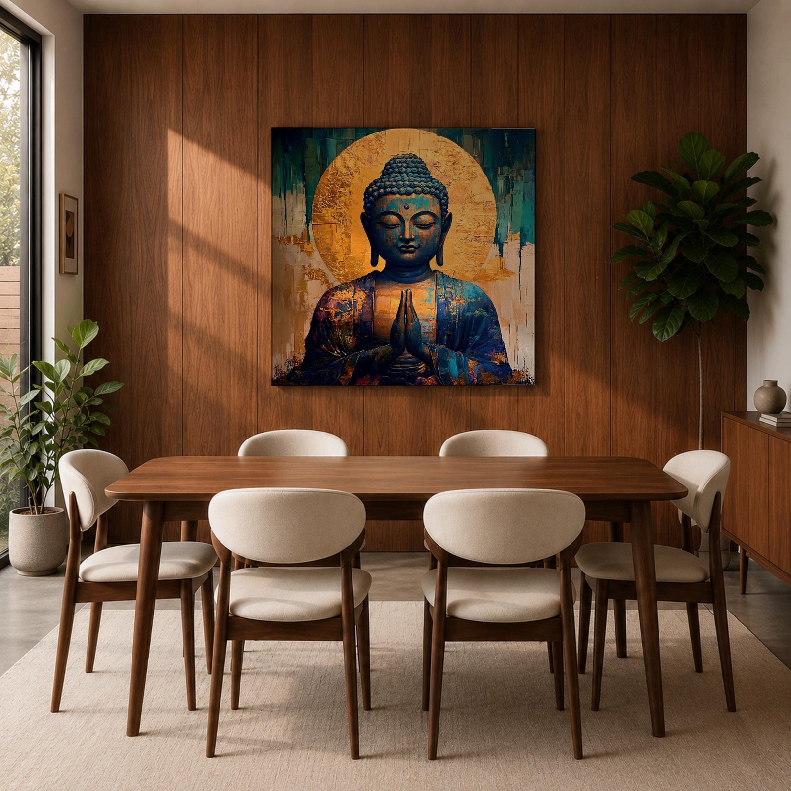 Buddha Wall Art Shakyamuni Framed Canvas Meditation Zen Impasto Buddhist Spiritual Decor