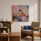 Songbird Wall Art Warbler Framed Canvas Abstract Wildlife Botanical Modern Home Decor