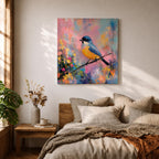 Songbird Wall Art Warbler Framed Canvas Abstract Wildlife Botanical Modern Home Decor