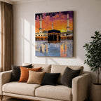 Kaaba Wall Art Sunset View Framed Canvas Masjid al Haram Mecca Islamic Home Decor