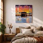 Kaaba Wall Art Sunset View Framed Canvas Masjid al Haram Mecca Islamic Home Decor