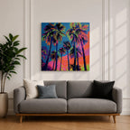 Palm Tree Sunset Wall Art Tropical Beach Framed Canvas Ocean Coastal Home Decor