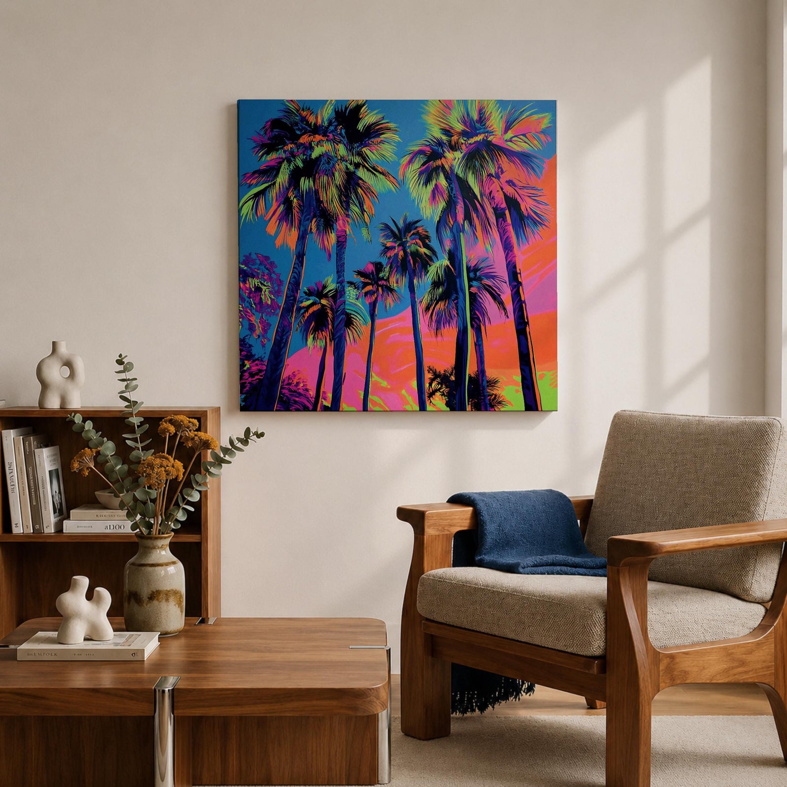 Palm Tree Sunset Wall Art Tropical Beach Framed Canvas Ocean Coastal Home Decor