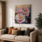 Peony Flower Wall Art Garden Peony Framed Canvas Gold Accent Botanical Boho Home Decor