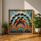 Islamic Mosaic Wall Art Scalloped Arches Framed Canvas Persian Geometric Islamic Home Decor