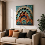 Islamic Mosaic Wall Art Scalloped Arches Framed Canvas Persian Geometric Islamic Home Decor