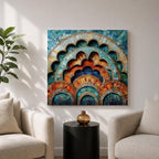 Islamic Mosaic Wall Art Scalloped Arches Framed Canvas Persian Geometric Islamic Home Decor