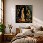 Our Lady of Lourdes Wall Art Virgin Mary Framed Canvas Catholic Prayer Room Decor