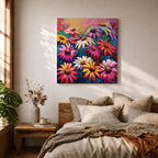 Gerbera Daisy Wall Art Colorful Garden Flowers Framed Canvas Boho Home Decor