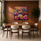 Gerbera Daisy Wall Art Colorful Garden Flowers Framed Canvas Boho Home Decor
