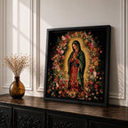 Our Lady of Guadalupe Wall Art La Morenita Framed Canvas Catholic Home Decor