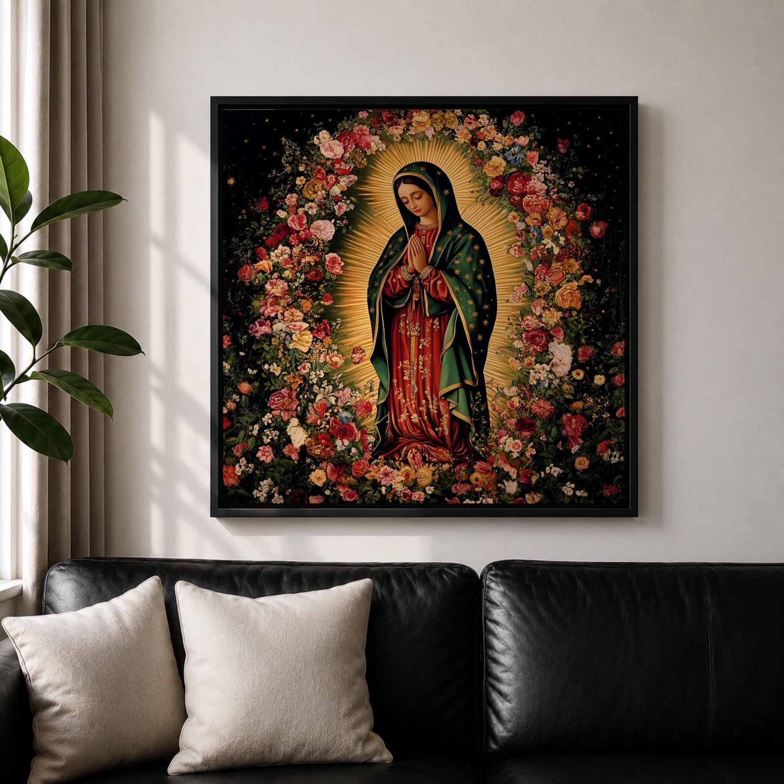 Our Lady of Guadalupe Wall Art La Morenita Framed Canvas Catholic Home Decor