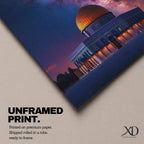 Dome of the Rock Wall Art Night Sky Framed Canvas Jerusalem Islamic Mosque Decor