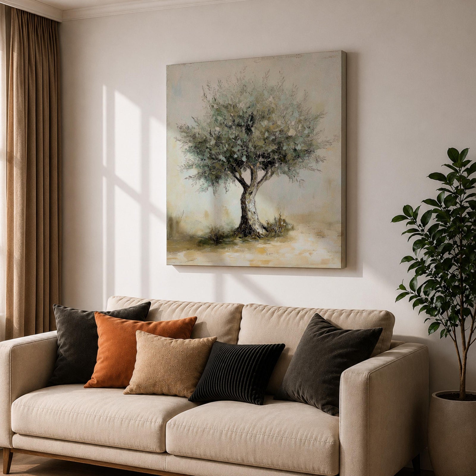 Olive Tree Wall Art Mediterranean Olive Framed Canvas Rustic Botanical Farmhouse Home Decor
