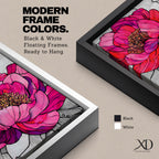Peony Wall Art Garden Flower Framed Canvas Stained Glass Botanical Boho Home Decor