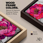 Peony Wall Art Garden Flower Framed Canvas Stained Glass Botanical Boho Home Decor