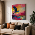 Flying Heron Wall Art Egret Bird Framed Canvas Coastal Wildlife Marsh Rustic Home Decor