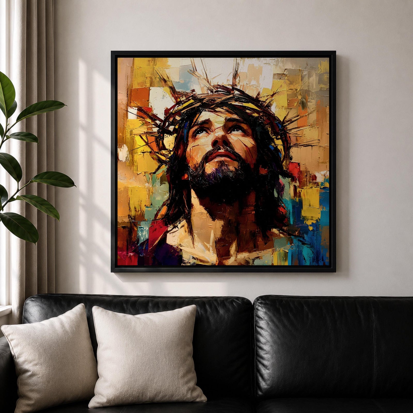 Jesus Crown of Thorns Wall Art Passion of Christ Framed Canvas Christian Home Decor