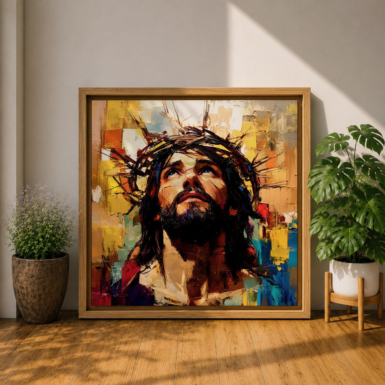 Jesus Crown of Thorns Wall Art Passion of Christ Framed Canvas Christian Home Decor