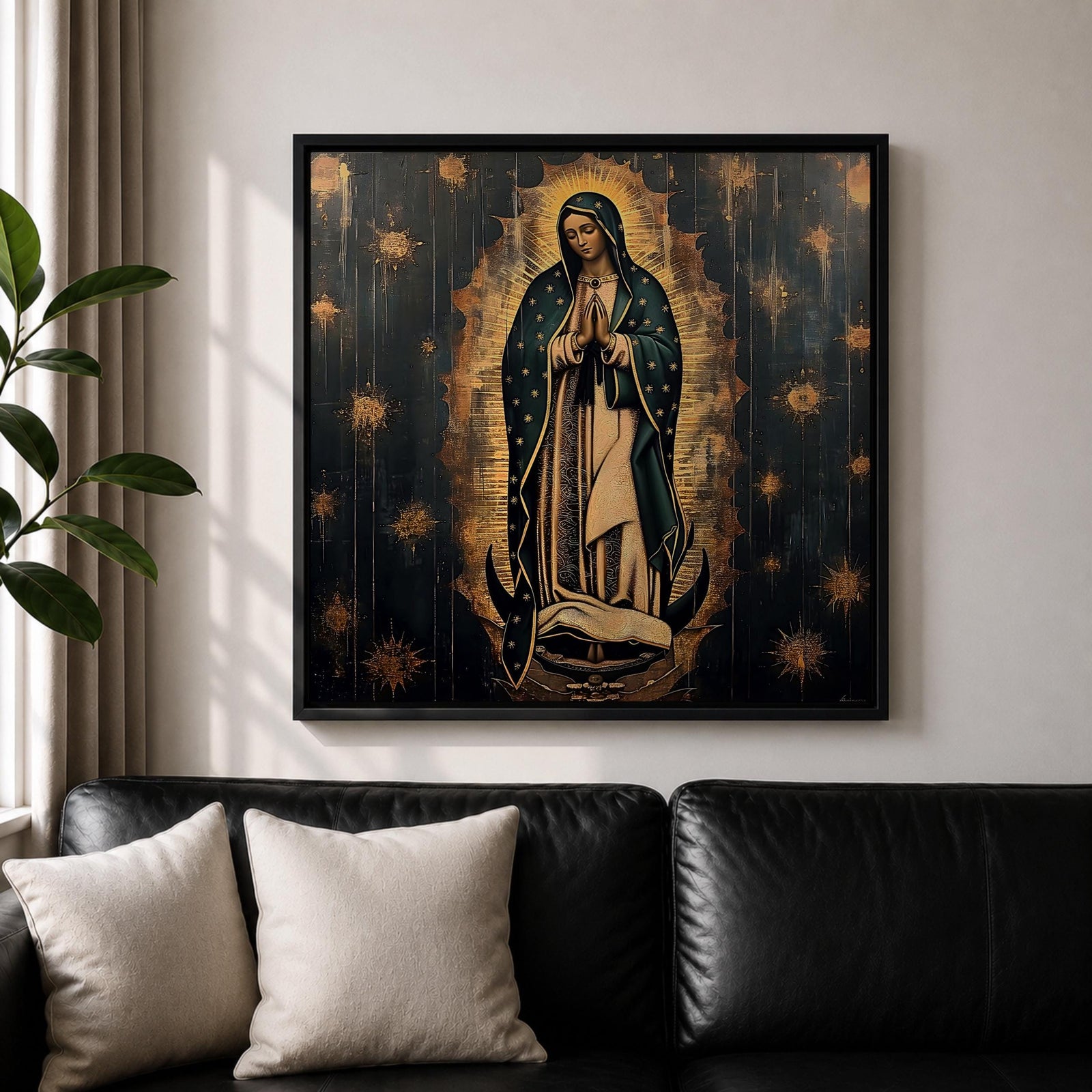 Our Lady of Guadalupe Wall Art La Morenita Framed Canvas Mexican Catholic Home Decor