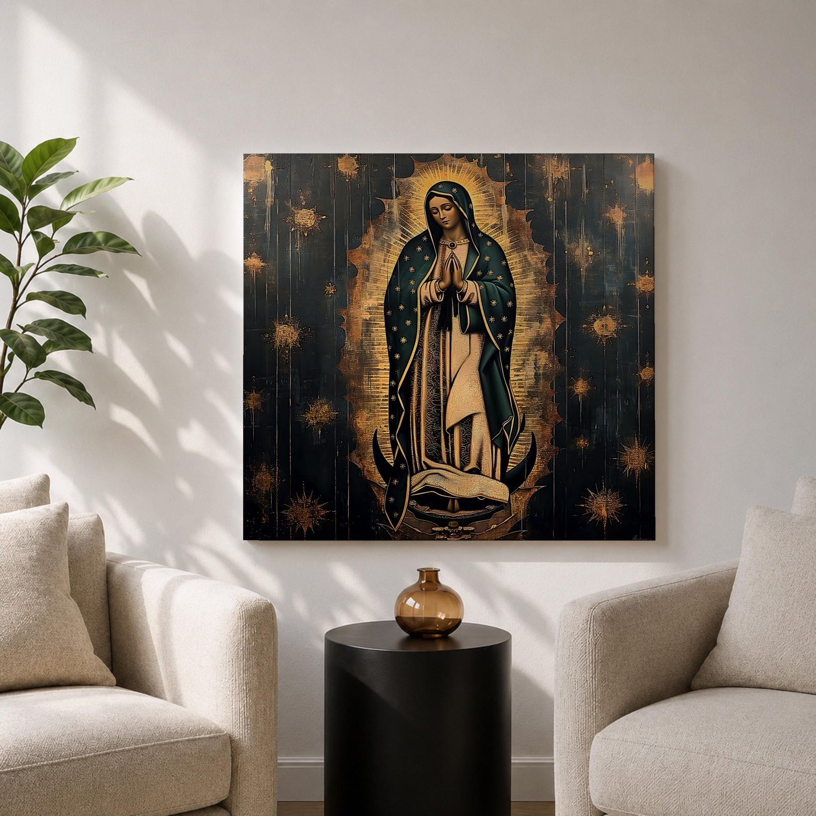 Our Lady of Guadalupe Wall Art La Morenita Framed Canvas Mexican Catholic Home Decor