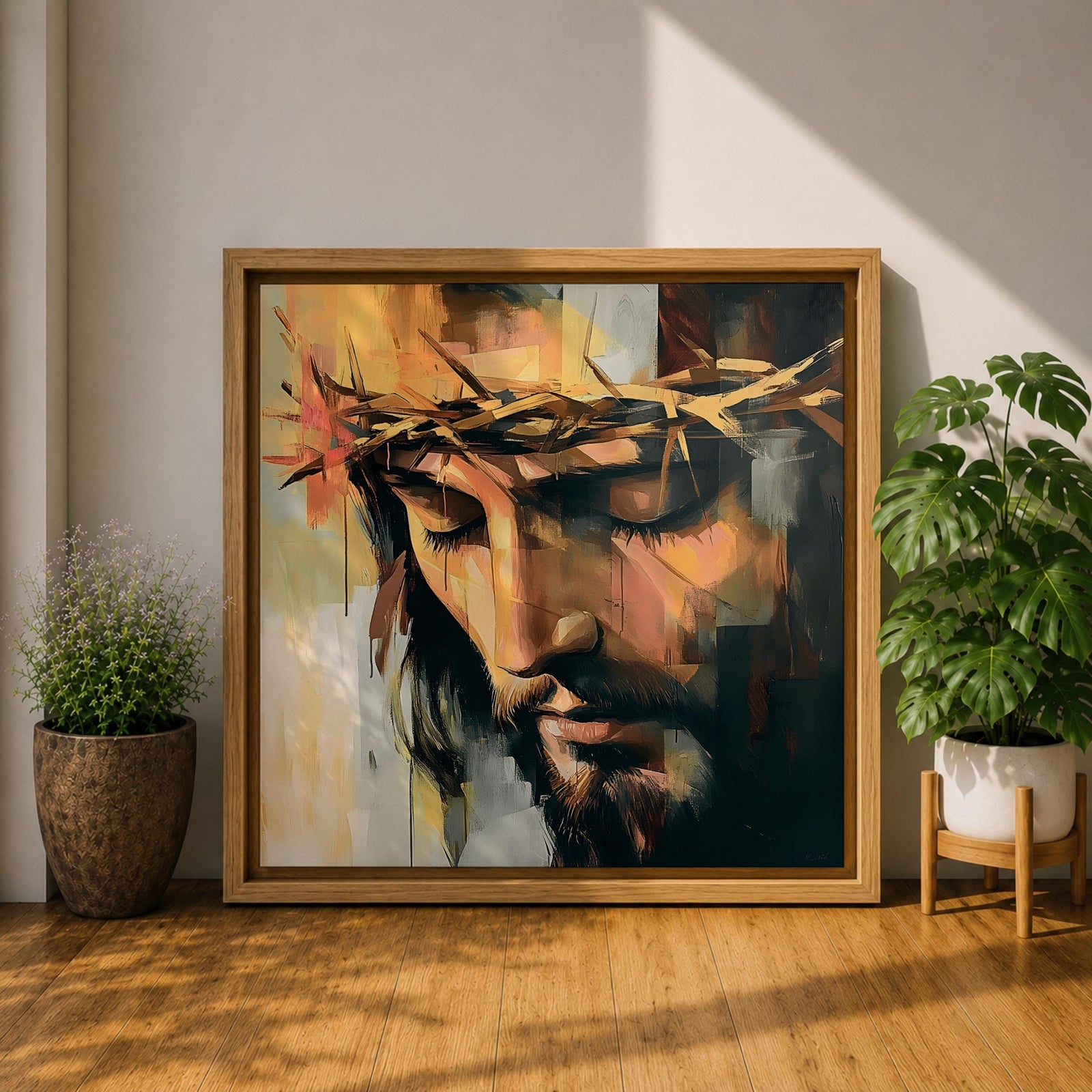 Jesus Crown of Thorns Wall Art Passion of Christ Framed Canvas Christian Home Decor