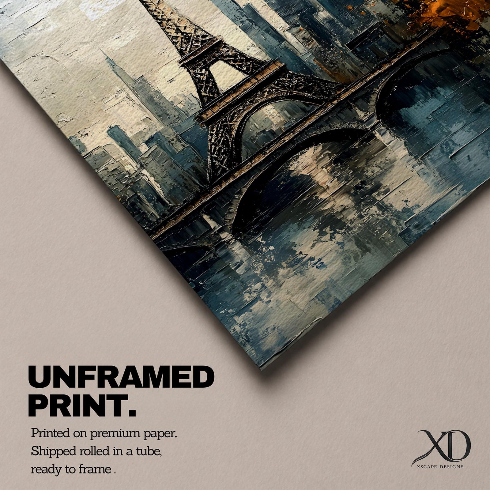 Eiffel Tower Wall Art Paris Landmark Framed Canvas Cityscape Impasto Vintage Home Decor
