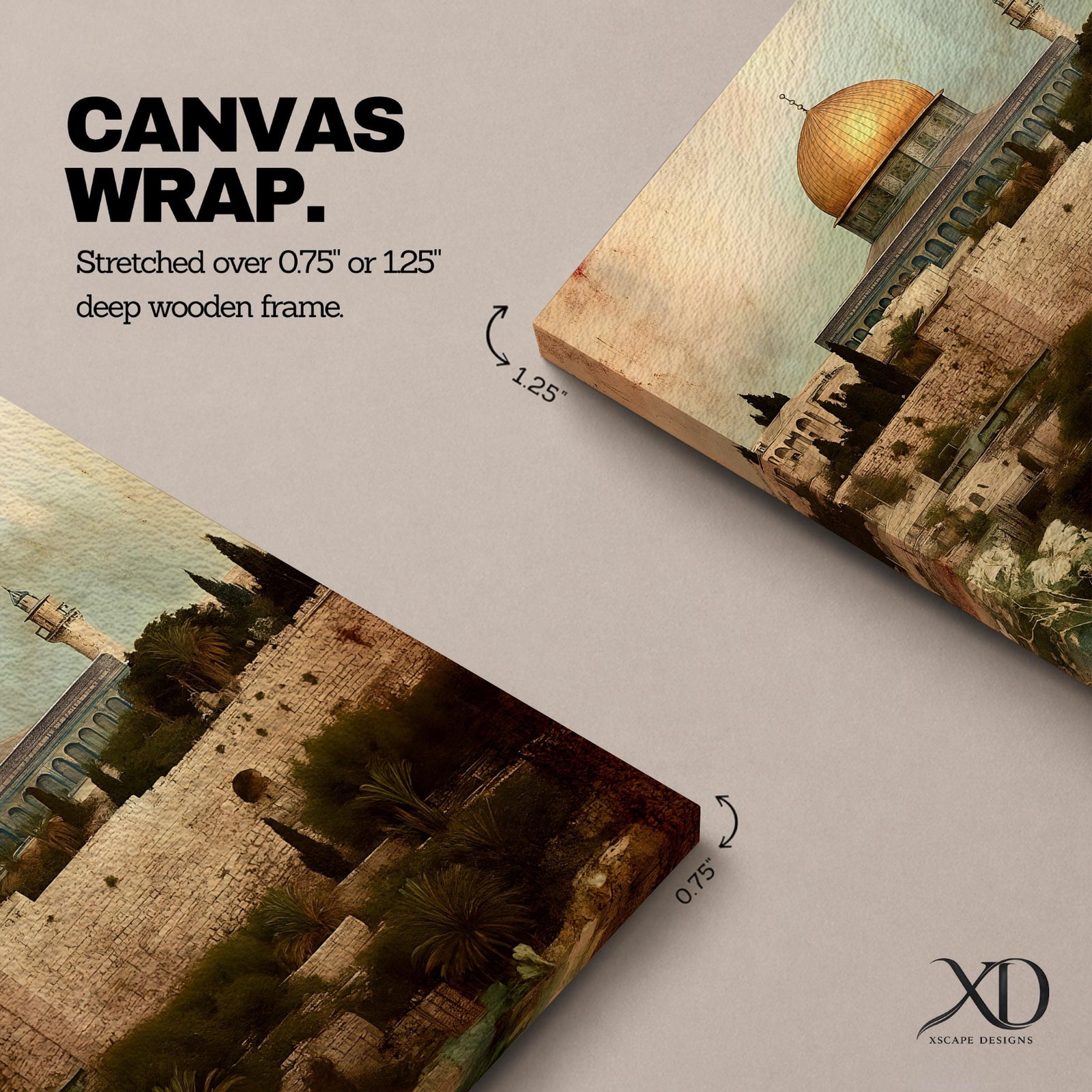 Masjid Al Aqsa Wall Art City View Framed Canvas Jerusalem Mosque Vintage Islamic Decor