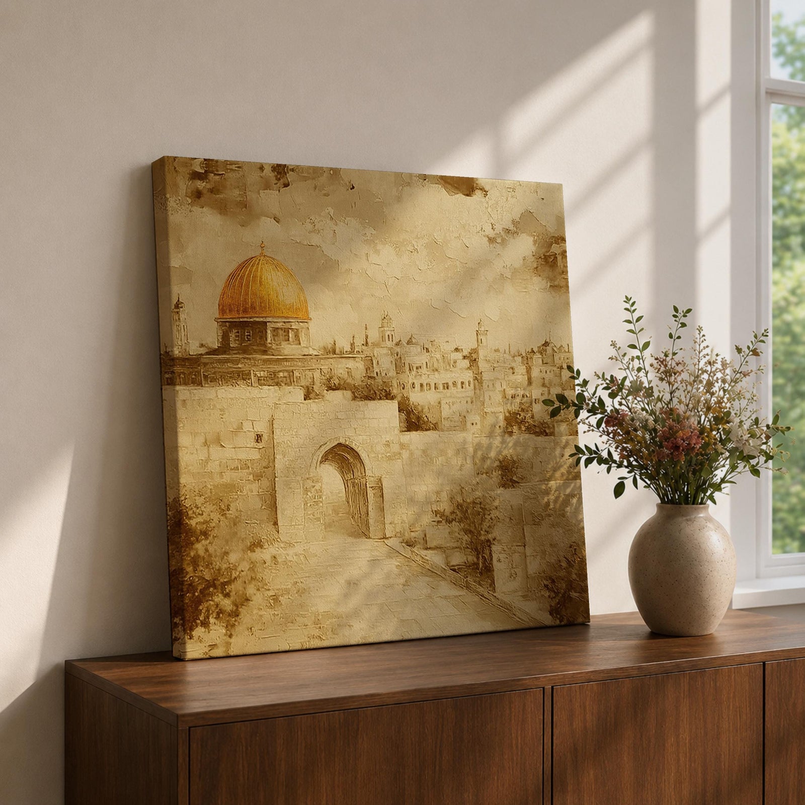 Masjid Al Aqsa Wall Art Old City Framed Canvas Jerusalem Mosque Vintage Islamic Decor
