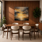 Golden Sun Wall Art Radiant Ocean Framed Canvas Sunbeams Seascape Minimalist Home Decor