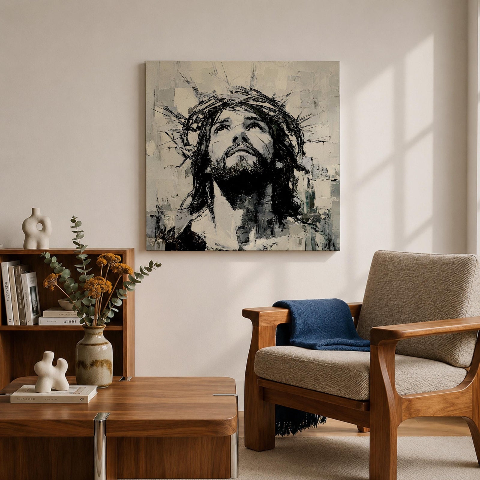 Jesus Crown of Thorns Wall Art Passion of Christ Framed Canvas Christian Home Decor